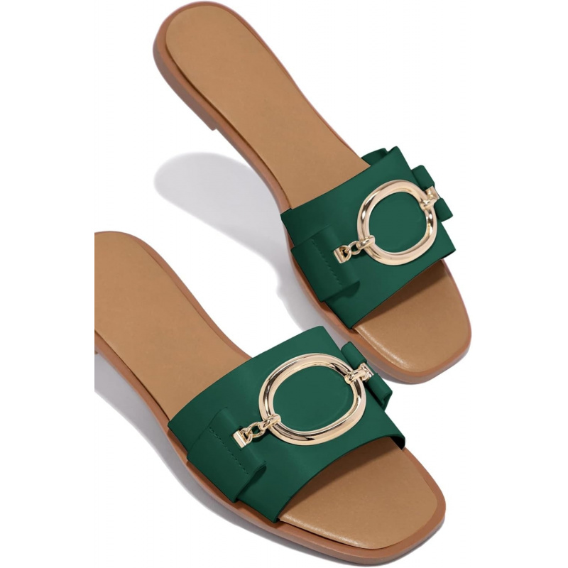 Coutgo Womens Square Toe Dressy Summer Slides