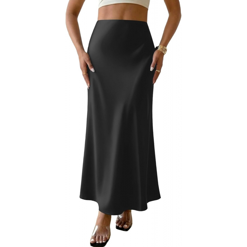 Women's Satin Maxi Skirt Long A Line