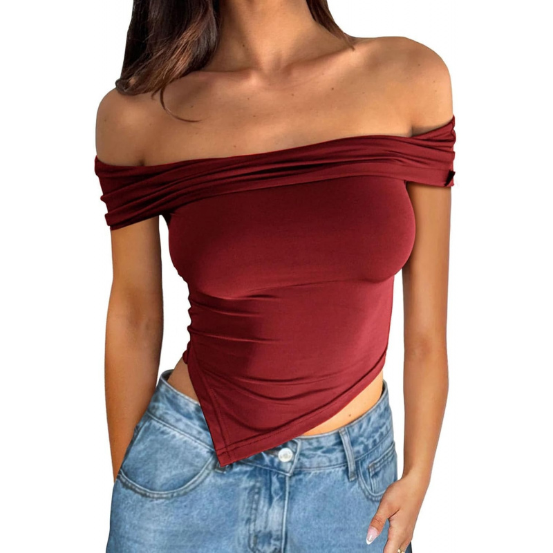 Asymmetrical Y2k Summer Cute Off Shoulder Tops