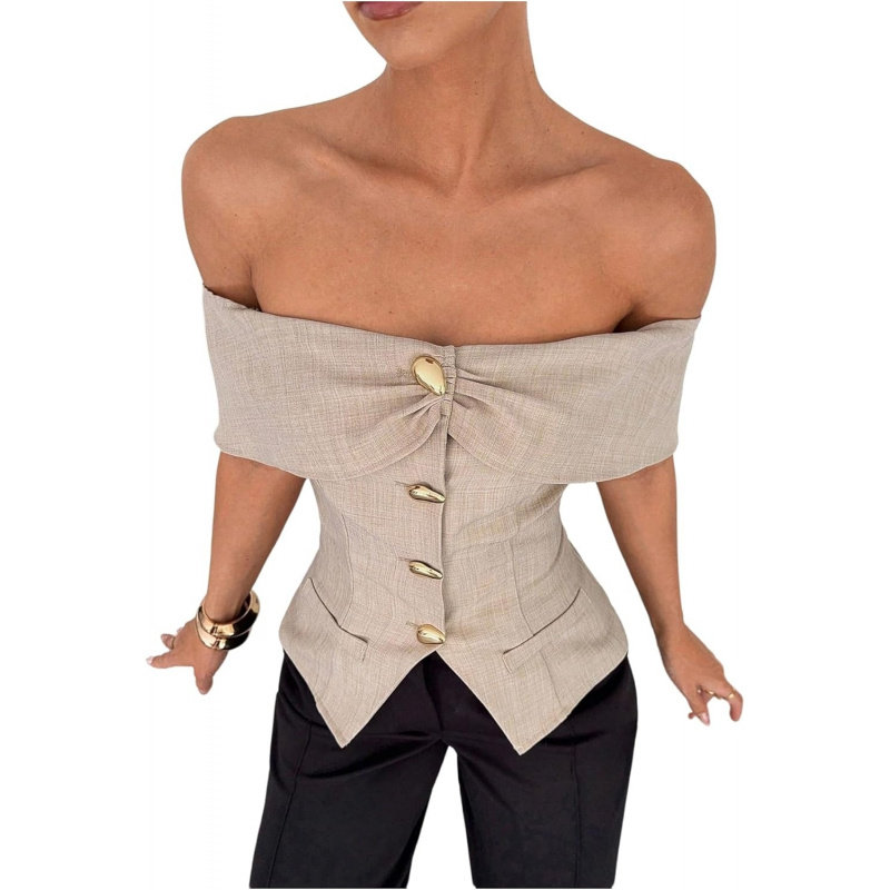 Women's Metallic Button Up
