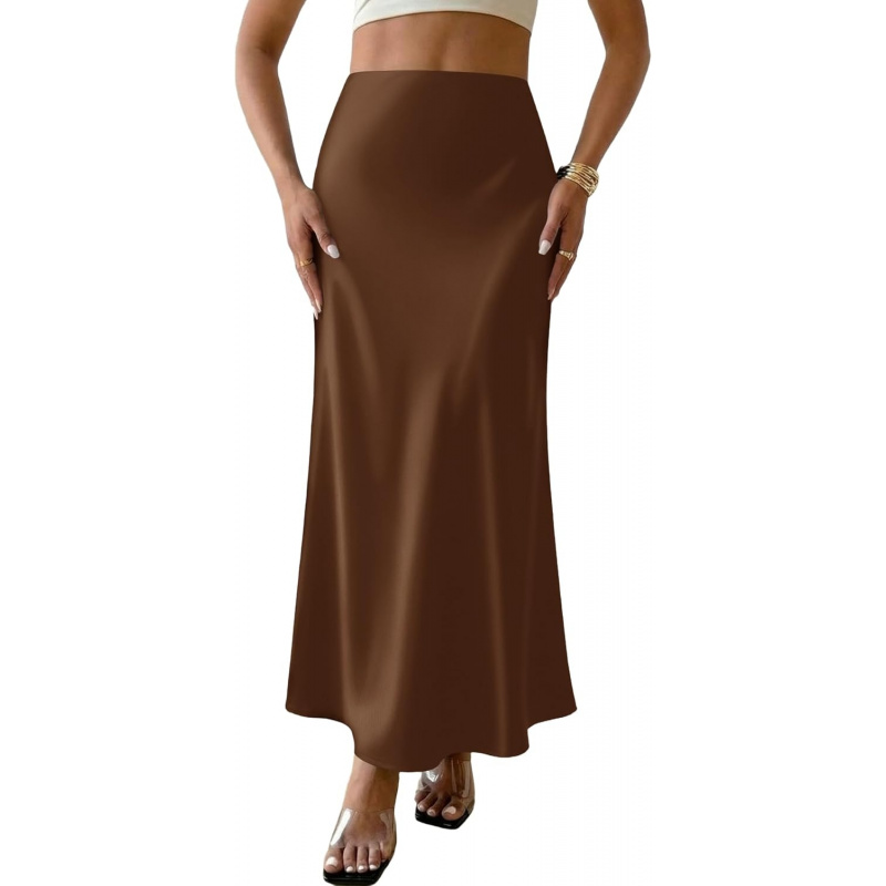 Women's Satin Maxi Skirt Long A Line